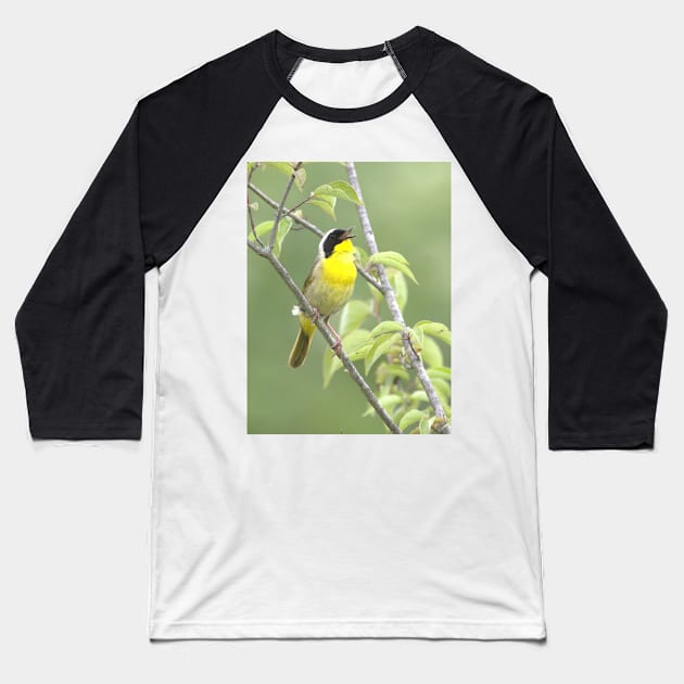 Common Yellowthroat bird with soft green out of focus background Baseball T-Shirt by BirdsnStuff